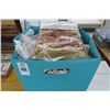 Image 1 : Aqua Blue Fabric Storage Bin w/Lace Fabric Contents