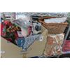 Image 1 : Box of Christmas Supplies, Rattan Bin w/Pillows