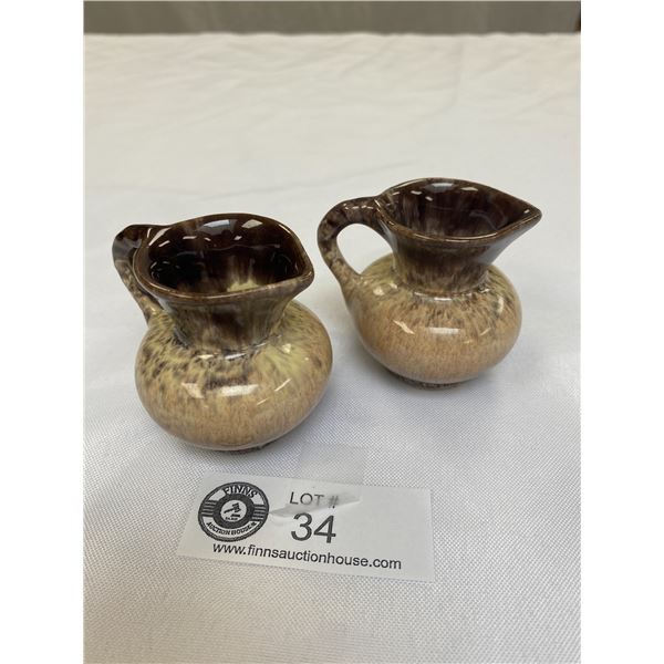 Lot of 2 Tiny One Handled Jugs - Stamped German, 2.5" Tall