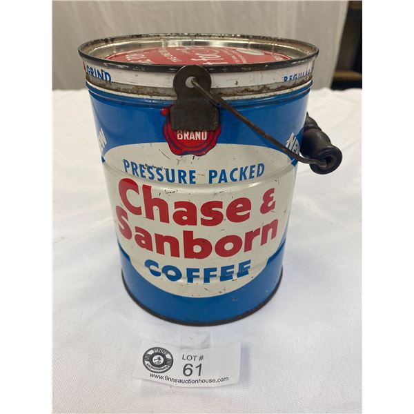 Vintage Chase & Sanborn Coffee Tin with Wire and Ball Handle