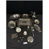 Image 1 : Lot of Vintage Silver Plated Items (Domed Egg Cups, Clam Shell Dish, Teapot, Trays, Etc.)