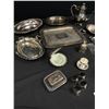 Image 2 : Lot of Vintage Silver Plated Items (Domed Egg Cups, Clam Shell Dish, Teapot, Trays, Etc.)