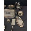 Image 3 : Lot of Vintage Silver Plated Items (Domed Egg Cups, Clam Shell Dish, Teapot, Trays, Etc.)