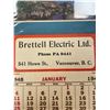 Image 2 : 1948 Brettell Electric Ltd Vancouver, Full Calendar, Excellent Shape