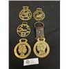Image 1 : Lot of 5 Brass Horse Medallions - Coronation of King George V1 and Queen Elizabeth 1937, Etc.