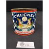 Image 1 : Vintage Mission BC Checker Brand Strawberry Jam Tin - 4lb Size,  No Lid