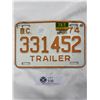 Image 1 : 1974 Trailer License Plate