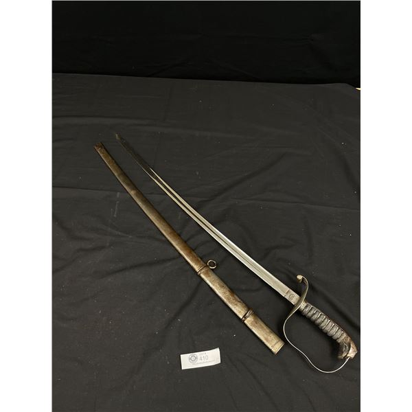 36  L  Antique Military Sword with Sheath Made by Solingen