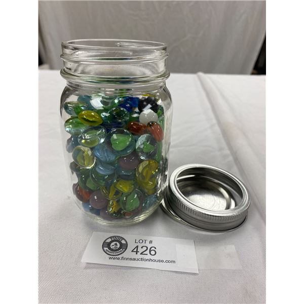 500ml Mason Jar Full Of Assorted Marbles