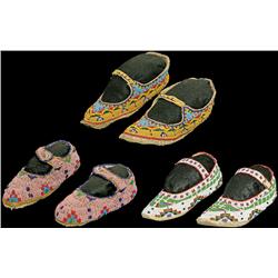 Three Pairs of Sioux Moccasins