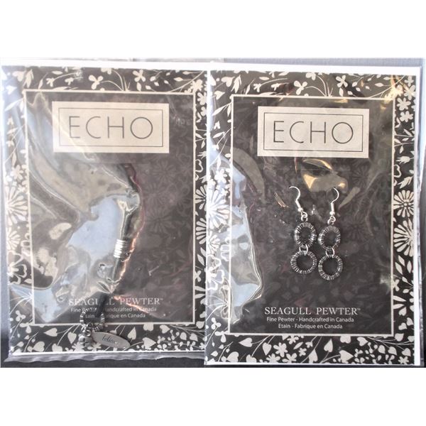 Seagull Pewter  Echo  Necklace and Earring Set