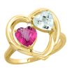 2.61 CTW Diamond, Pink Topaz & Aquamarine Ring 14K Yellow Gold - REF-38W2F