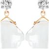 Genuine 17.56 ctw White Topaz & Diamond Earrings 14KT Yellow Gold - REF-46Y5F