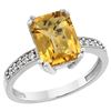 3.70 CTW Quartz & Diamond Ring 14K White Gold - REF-38A9X