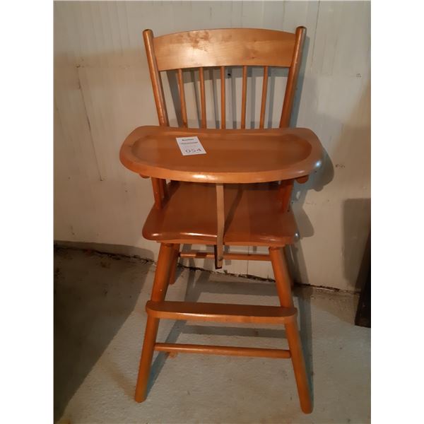 Vintage Wooden High Chair Cat B