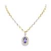 Image 1 : 14.17 ctw Tanzanite and Diamond Pendant With Chain - 14KT White Gold