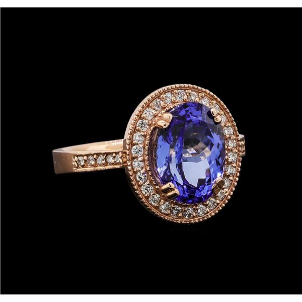 14KT Rose Gold 3.37 ctw Tanzanite and Diamond Ring