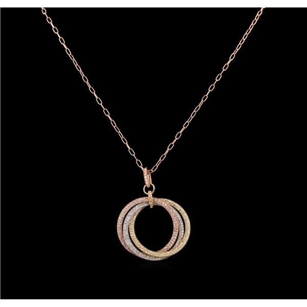 14KT Three-Tone Gold 1.53 ctw Diamond Pendant With Chain