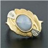 Image 2 : Vintage 14K Gold 6.85 ctw Oval Cabochon Gray Star Sapphire & Diamond Cocktail Ri