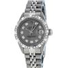 Image 2 : Rolex Ladies Stainless Steel Slate Grey Pyramid Diamond Datejust Wristwatch