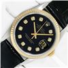 Image 1 : Rolex Mens 2T Datejust With Black Diamond Dial And Leather Band