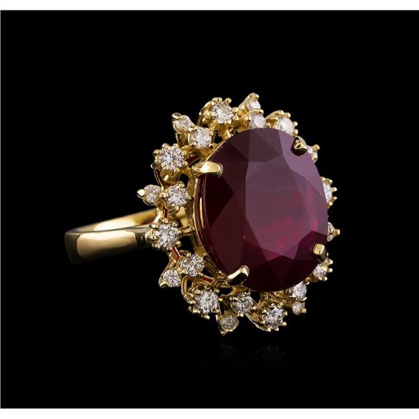 10.98 ctw Ruby and Diamond Ring - 14KT Yellow Gold