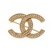 Image 1 : Chanel Gold Rhinestone CC Brooch