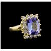 Image 1 : 14KT Yellow Gold 5.15 ctw Tanzanite and Diamond Ring