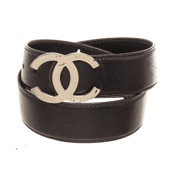 Chanel Black Leather CC Belt
