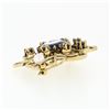Image 7 : Vintage 14k Gold Round Sapphire 4mm Pearl & Blue Enamel Textured Open Brooch Pin