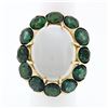Image 1 : Vintage 14k Gold Large Oval Moonstone Solitaire Round Green Tourmaline Halo Ring