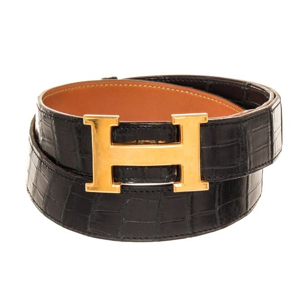 Hermes Black Leather Constance Belt