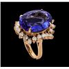 Image 4 : 14.54 ctw Tanzanite and Diamond Ring - 14KT Rose Gold