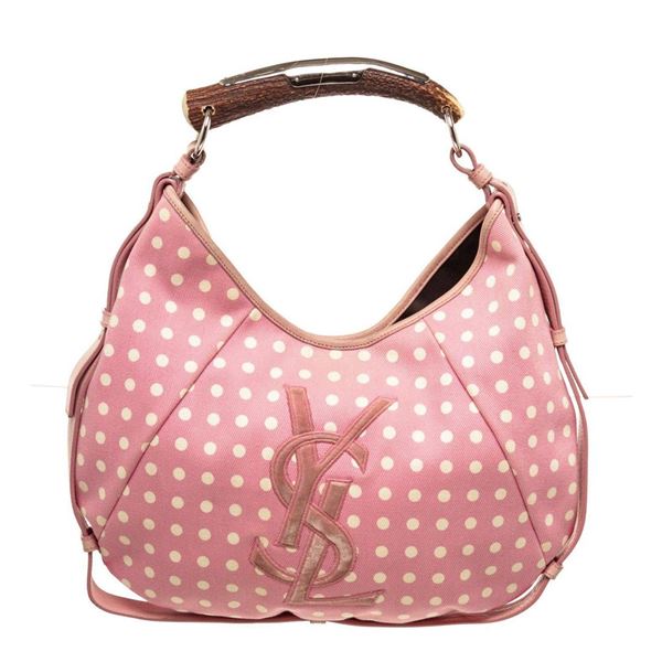 Yves Saint Laurent Pink LeatherPolka Dot Mombasa Shoulder Bag