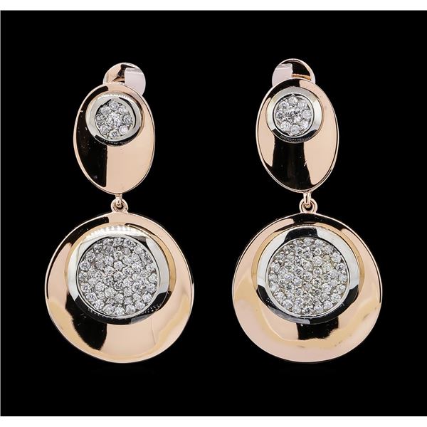 1.14 ctw Diamond Earrings - 14KT Rose and White Gold