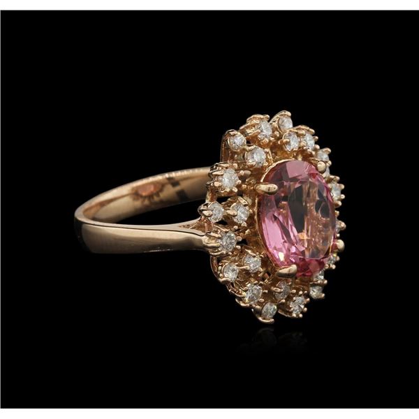 3.06 ctw Pink Tourmaline and Diamond Ring - 14KT Rose Gold