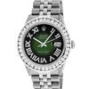 Image 2 : Rolex Mens Stainless Steel 3 ctw Green Vignette Roman Diamond Datejust Wristwatc