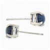 Image 6 : New 14K Gold 1.64 ctw Claw Prong Oval Cabochon Royal Blue Sapphire Stud Earrings