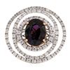 Image 2 : 4.92 ctw Oval Mixed Lavender Spinel And Round Brilliant Cut Diamond Ring - 18KT