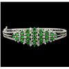 Image 1 : 3.68 ctw Tsavorite and Diamond Bracelet - 14KT White Gold