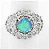 Image 1 : Vintage 14k Gold 7.50 ctw Round Cabochon Opal & Diamond Cocktail Statement Ring