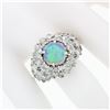 Image 3 : Vintage 14k Gold 7.50 ctw Round Cabochon Opal & Diamond Cocktail Statement Ring