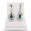 Image 1 : 2.25 ctw Emerald and 2.55 ctw Diamond 14K White Gold Earrings