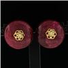 Image 3 : Vintage 18k Gold AGL Certified Large Bead No Heat Ruby Button Clip On Earrings