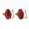 Image 4 : Vintage 18k Gold AGL Certified Large Bead No Heat Ruby Button Clip On Earrings