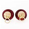 Image 7 : Vintage 18k Gold AGL Certified Large Bead No Heat Ruby Button Clip On Earrings