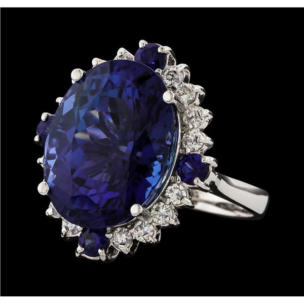 17.13 ctw Tanzanite, Sapphire and Diamond Ring - 14KT White Gold