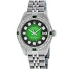 Image 1 : Rolex Ladies Stainless Steel 26MM Green Vignette Diamond Oyster Perpetual Dateju