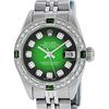 Image 2 : Rolex Ladies Stainless Steel 26MM Green Vignette Diamond Oyster Perpetual Dateju