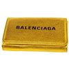 Image 4 : Balenciaga Gold Leather Logo Trifold Wallet